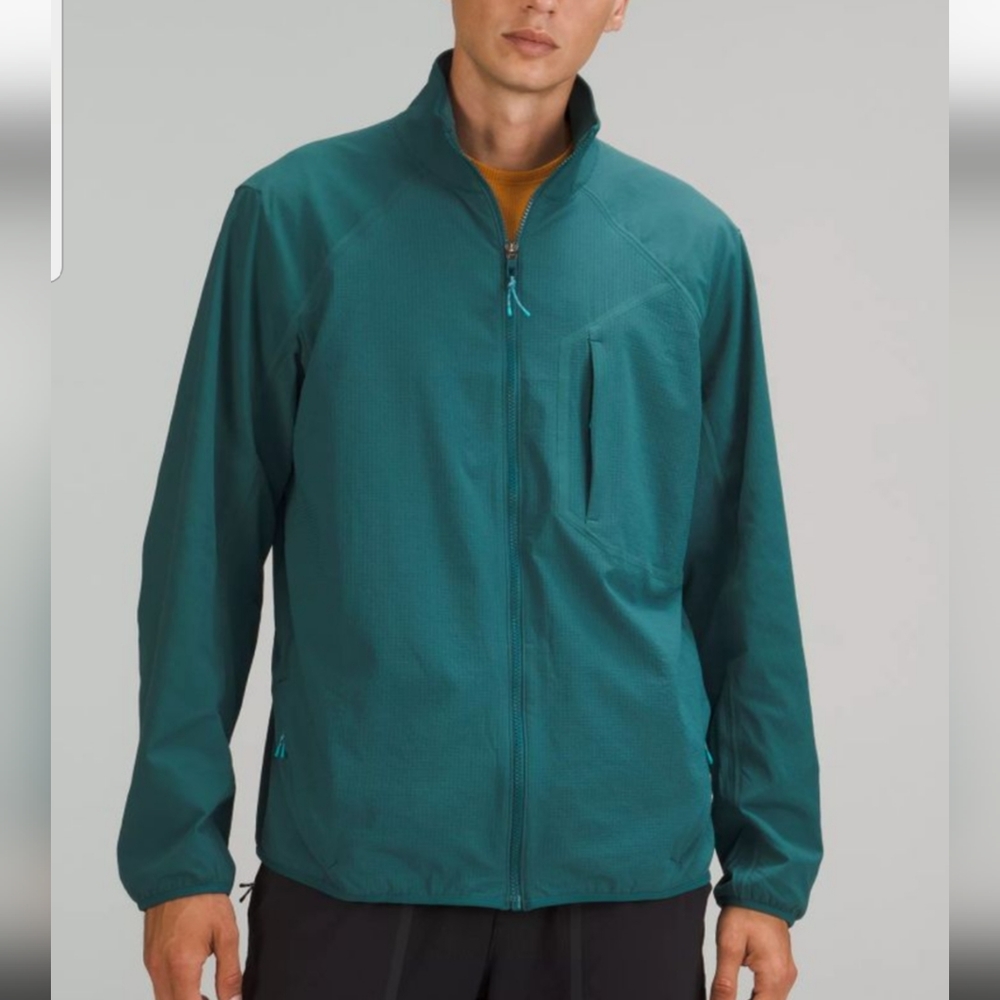 Lululemon fleece hiking zip-up jacket, jasper green